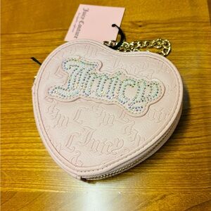 Juicy Couture Light Pink Heart wristlet with Gold Chain